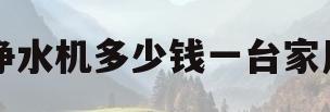 净水机多少钱一台家用(净水机多少钱的家用好一点)