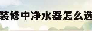 装修中净水器怎么选(家里装修净水应该怎么选)