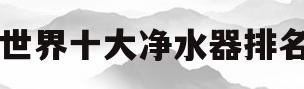 世界十大净水器排名(全国十大净水器排行榜)