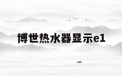博世热水器显示e1(博世热水器显示e1什么意思)