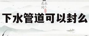 下水管道可以封么(楼房下水管道能封起来吗)