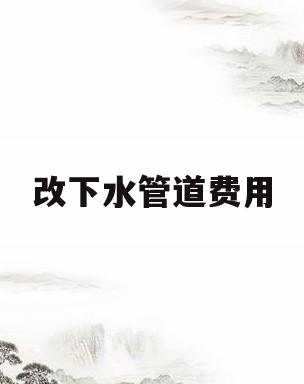 改下水管道费用(改下水管道费用多少)