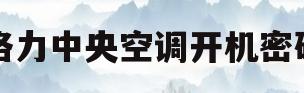 格力中央空调开机密码(格力中央空调开机密码怎么输入)