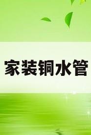 家装铜水管(家装铜水管什么牌子好)